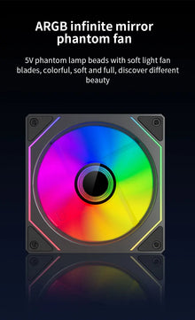 TEUCER LJ-4Pro Computer Case Fan ARGB Mirror Cycle 120mm 4Pin PWM PC Quiet Cooling Fan Low Noise Chassis Fan