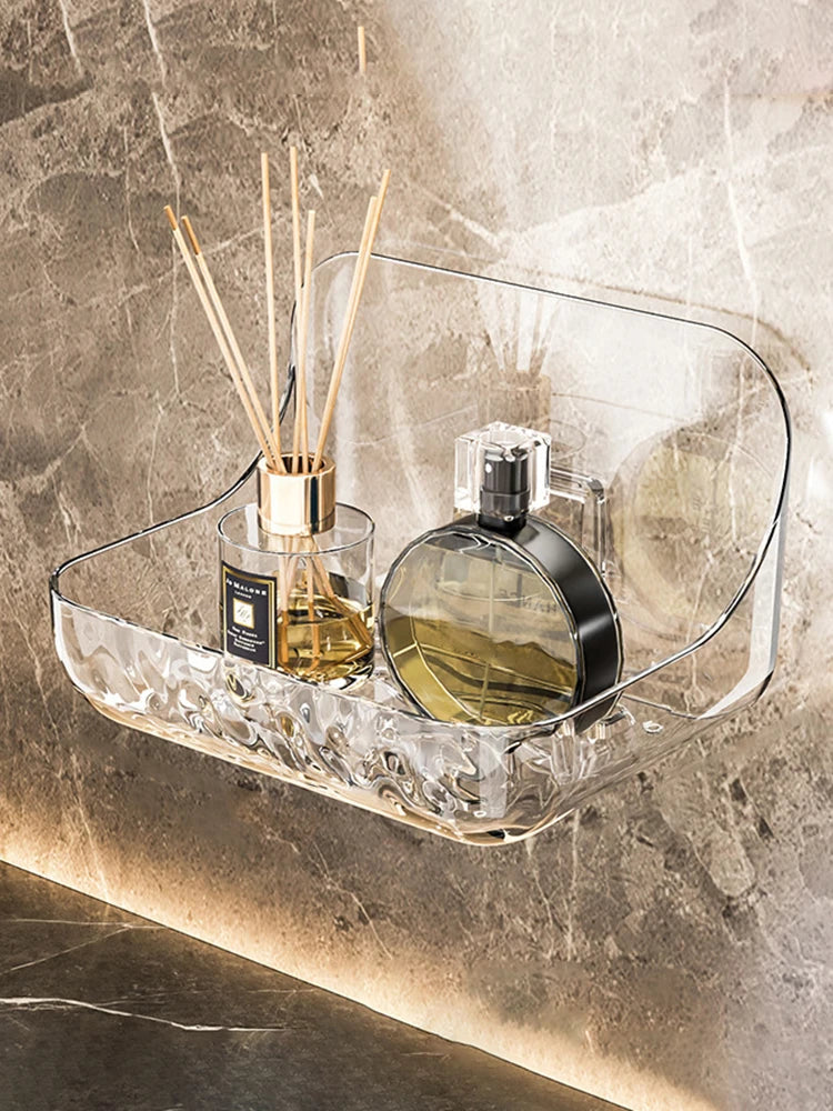 Acrylic Bathroom Shelf Household Toilet Wall Hanging Washstand Perforation-Free Cosmetics Storage Organizer on the Wall