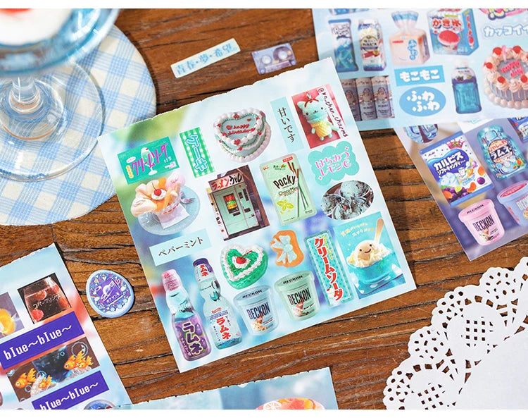 20 Sheets PET Die cut Stickers book Retro Cartoon Decorative handmade Scrapbooking Material Diary Japanese Stationery Supplies